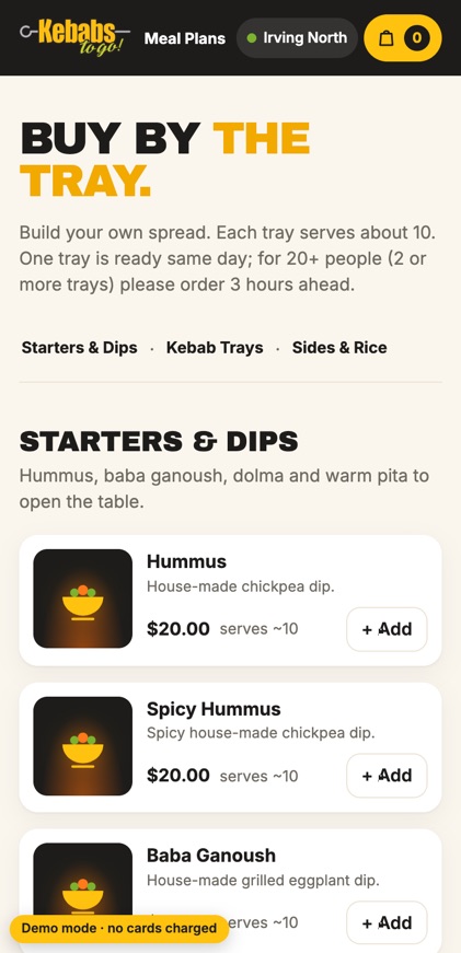 Order catering trays
