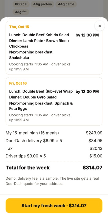 Daily delivery schedule