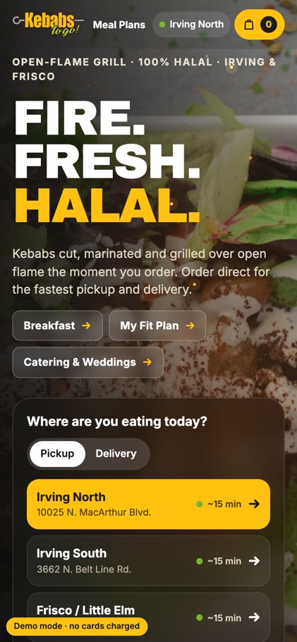 Home screen with location picker