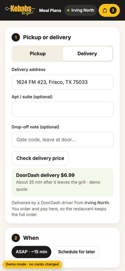 Delivery checkout