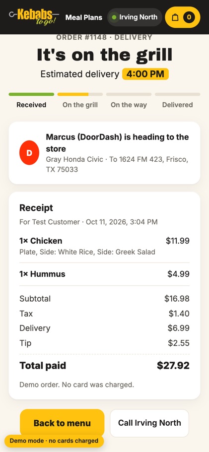 Live order tracking